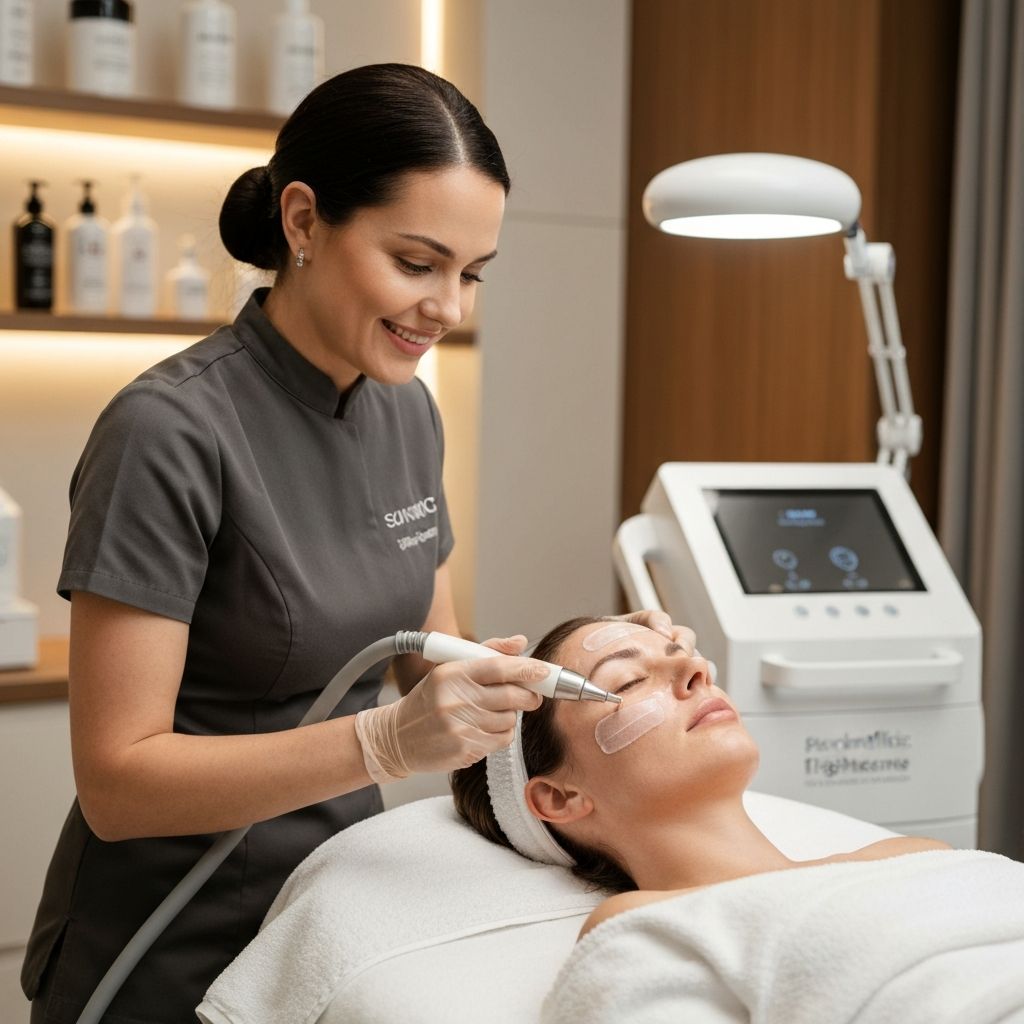 Acne laser treatment in progress